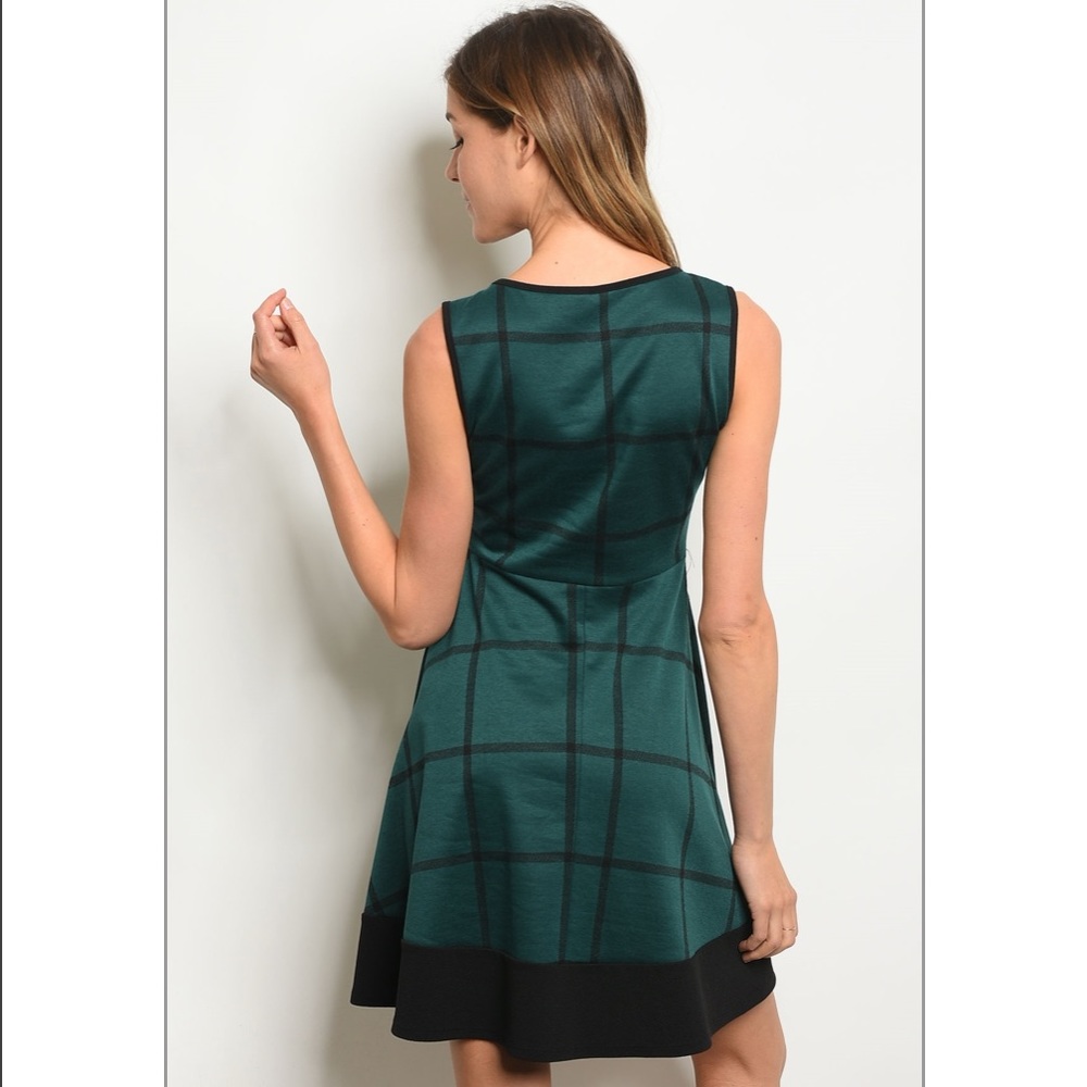 Black and Green Checkerboard Dress - Picture 2 of 5